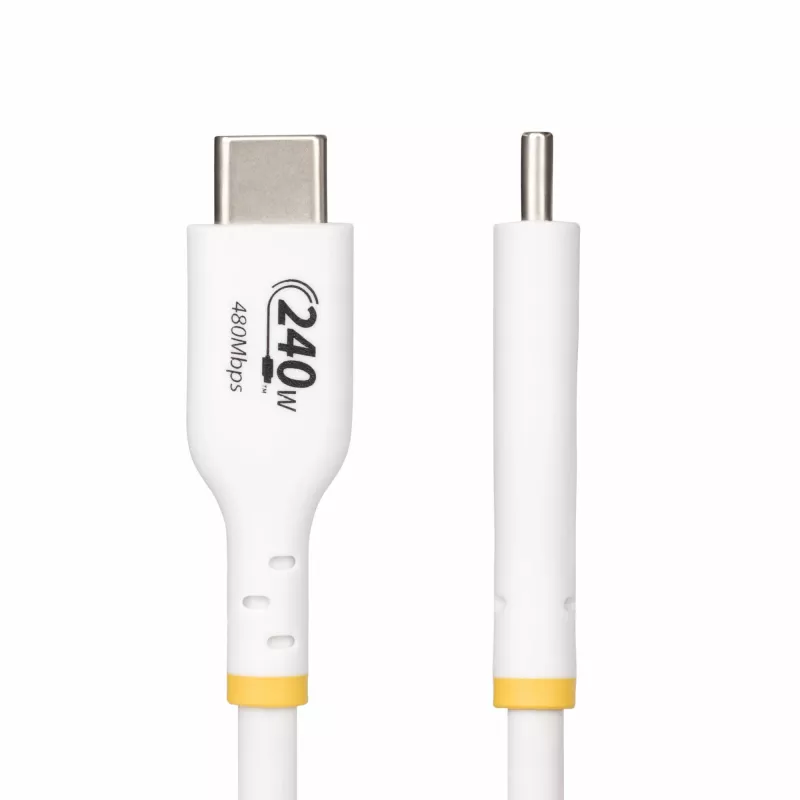 StarTech.com 2m valkoinen USB-C-laturikaapeli, USB-IF-sertifioitu USB-C-kaapeli, 240W PD EPR, USB 2.0 Type-C kannettavan laturikaapeli, USB-C-datakaapeli, TPE-päällyste