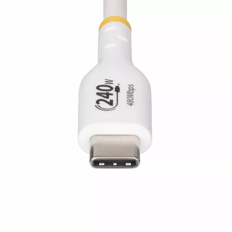 StarTech.com 2m valkoinen USB-C-laturikaapeli, USB-IF-sertifioitu USB-C-kaapeli, 240W PD EPR, USB 2.0 Type-C kannettavan laturikaapeli, USB-C-datakaapeli, TPE-päällyste