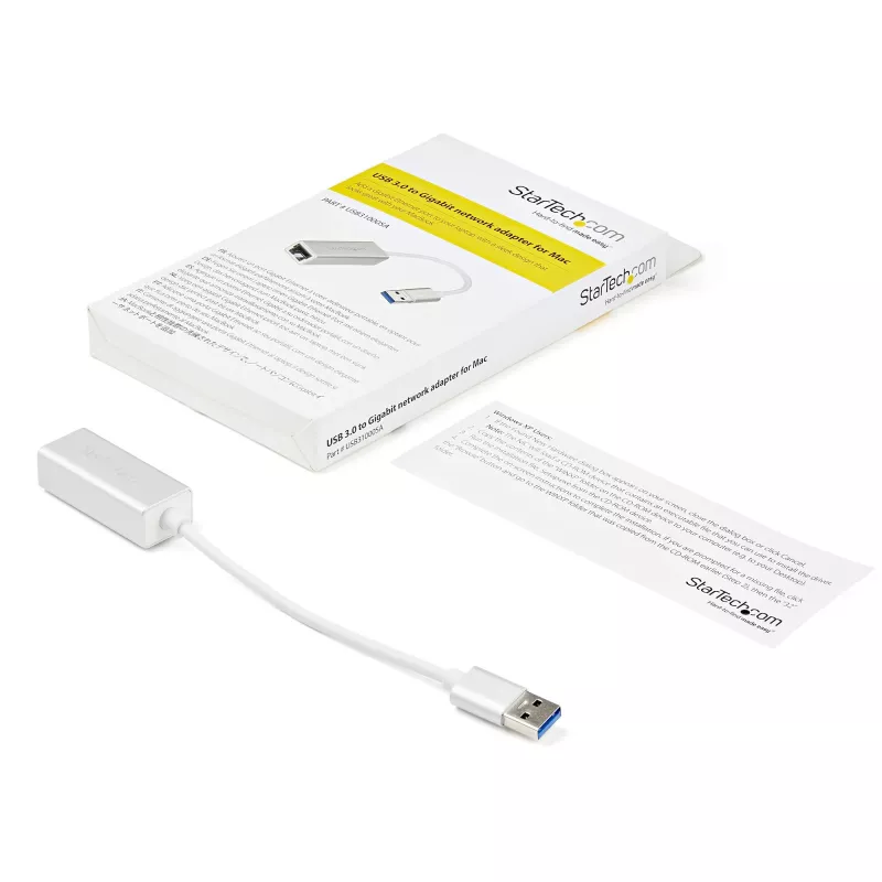 StarTech.com USB 3.0 – Gigabit-verkkosovitin - hopea, johdollinen, USB, Ethernet, 2000 Mbit/s, hopea