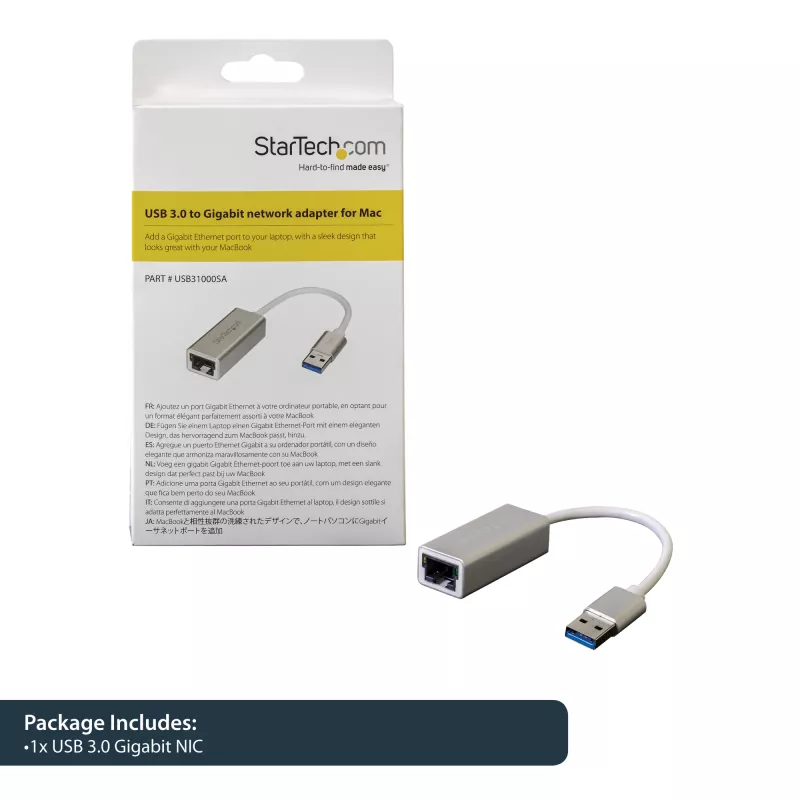 StarTech.com USB 3.0 – Gigabit-verkkosovitin - hopea, johdollinen, USB, Ethernet, 2000 Mbit/s, hopea