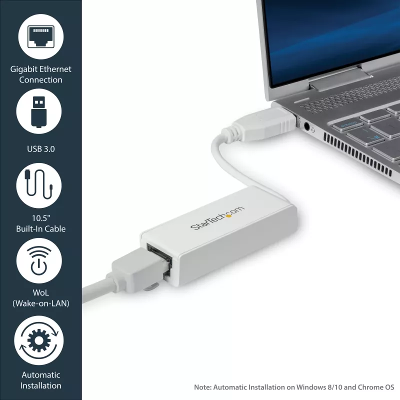 StarTech.com USB 3.0 – Gigabit Ethernet -verkkosovitin, 10/100/1000 Mbit/s, USB–RJ45, USB 3.0 – LAN-sovitin, USB 3.0 Ethernet -sovitin (GbE), TAA-yhteensopiva