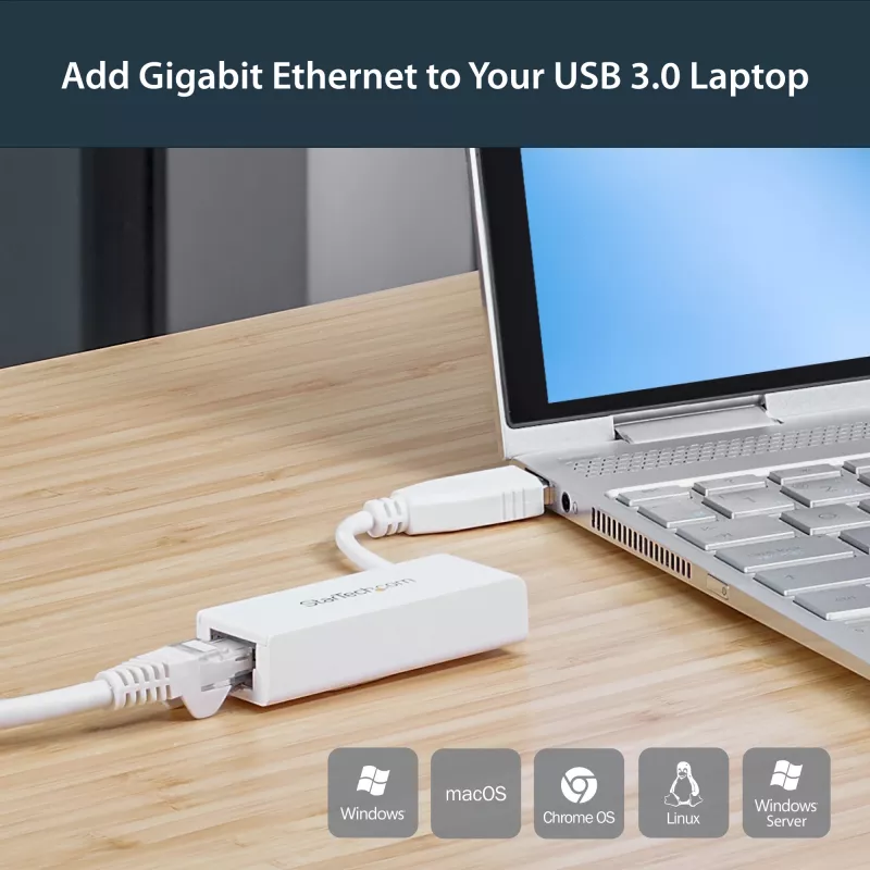 StarTech.com USB 3.0 – Gigabit Ethernet -verkkosovitin, 10/100/1000 Mbit/s, USB–RJ45, USB 3.0 – LAN-sovitin, USB 3.0 Ethernet -sovitin (GbE), TAA-yhteensopiva