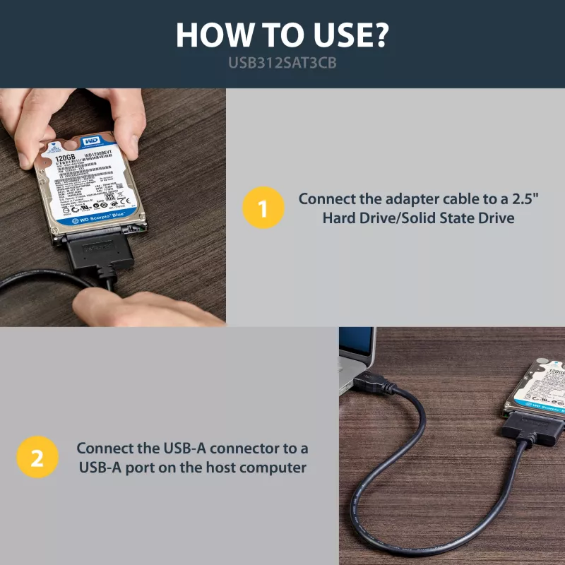 StarTech.com USB 3.1 – 2,5 tuuman SATA-kiintolevysovitin – USB 3.1 Gen 2 10 Gbit/s UASP-tuella, ulkoinen HDD/SSD-tallennusmuunnin
