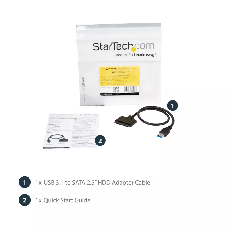 StarTech.com USB 3.1 – 2,5 tuuman SATA-kiintolevysovitin – USB 3.1 Gen 2 10 Gbit/s UASP-tuella, ulkoinen HDD/SSD-tallennusmuunnin