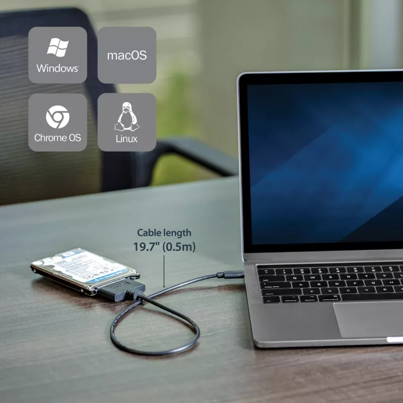 StarTech.com USB 3.1 (10 Gbit/s) -sovitinkaapeli 2,5 tuuman SATA-asemille – USB-C