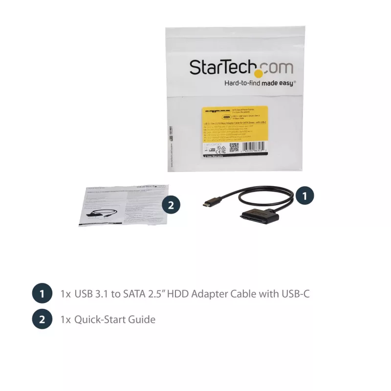 StarTech.com USB 3.1 (10 Gbit/s) -sovitinkaapeli 2,5 tuuman SATA-asemille – USB-C