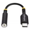 StarTech.com USBCAUDIO2 USB-C – 3,5 mm TRRS -kuulokkeiden/headsetin ääni-sovitin, 32-bittinen DAC, Thunderbolt-yhteensopiva, 12,7 cm, musta