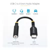 StarTech.com USBCAUDIO2 USB-C – 3,5 mm TRRS -kuulokkeiden/headsetin ääni-sovitin, 32-bittinen DAC, Thunderbolt-yhteensopiva, 12,7 cm, musta