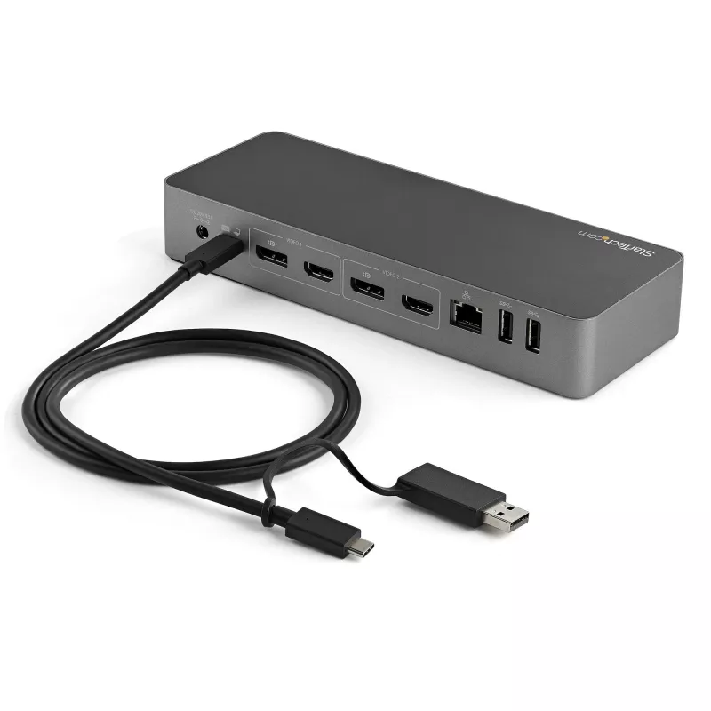 StarTech.com 3ft (1 m) USB-C-kaapeli USB-A-adapteridonglella – hybridi 2-in-1-USB-C-kaapeli USB-A:lla – USB-C–USB-C (10 Gbit/s/100W PD), USB-A–USB-C (5 Gbit/s) – ihanteellinen hybriditelakointiasemaan