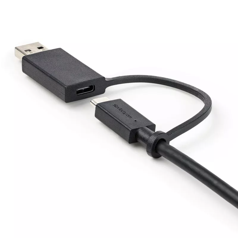 StarTech.com 3ft (1 m) USB-C-kaapeli USB-A-adapteridonglella – hybridi 2-in-1-USB-C-kaapeli USB-A:lla – USB-C–USB-C (10 Gbit/s/100W PD), USB-A–USB-C (5 Gbit/s) – ihanteellinen hybriditelakointiasemaan
