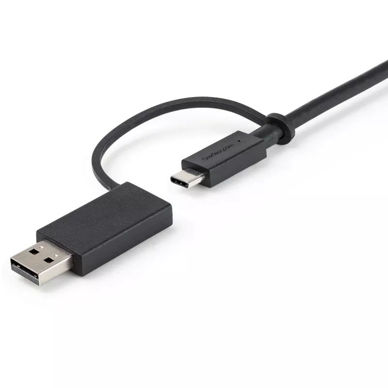 StarTech.com 3ft (1 m) USB-C-kaapeli USB-A-adapteridonglella – hybridi 2-in-1-USB-C-kaapeli USB-A:lla – USB-C–USB-C (10 Gbit/s/100W PD), USB-A–USB-C (5 Gbit/s) – ihanteellinen hybriditelakointiasemaan