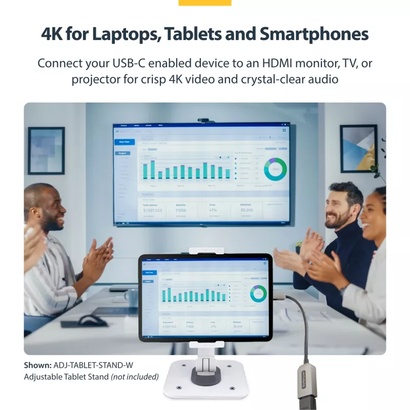 StarTech.com USB-C–HDMI-sovitin, 4K 60 Hz -video, HDR10, USB-C–HDMI-näyttödongle, USB4/Thunderbolt-yhteensopiva