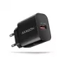 Axagon ACU-QC18 QC 3.0 1× LÄHTÖ seinälaturi 18W, sisätila, AC, musta