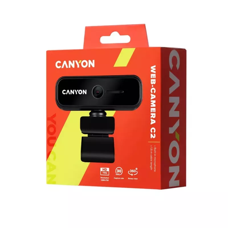 Web-kamera Canyon C2 1 MP 1280 x 720 pikseliä USB 2.0 musta