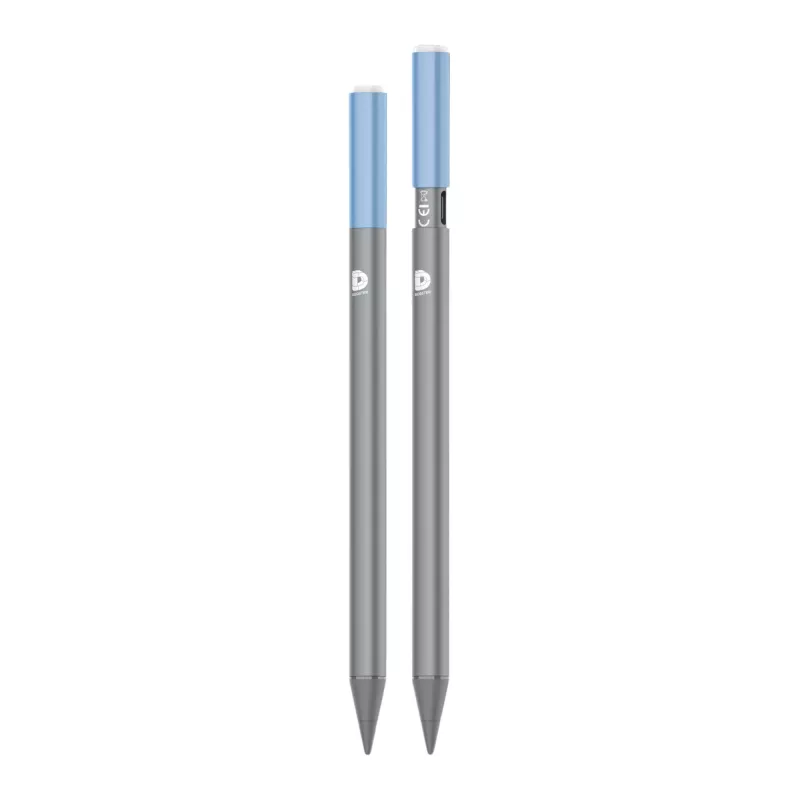 DEQSTER Pencil 2, tabletti, Apple, sininen, harmaa, Apple iPadit vuodesta 2018, harmaa, alumiini, polykarbonaatti (PC), polyoksimetyleeni (POM)