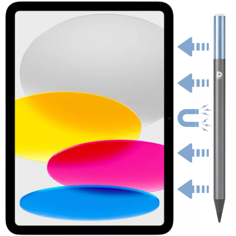 DEQSTER Pencil 2, tabletti, Apple, sininen, harmaa, Apple iPadit vuodesta 2018, harmaa, alumiini, polykarbonaatti (PC), polyoksimetyleeni (POM)