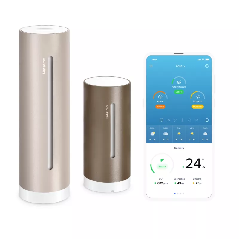 Netatmo NWS-S-EC älykäs sääasema Original 2. sukupolvi, sisä-/ulkokäyttöön, HomeKit, hiekka (ruskea)