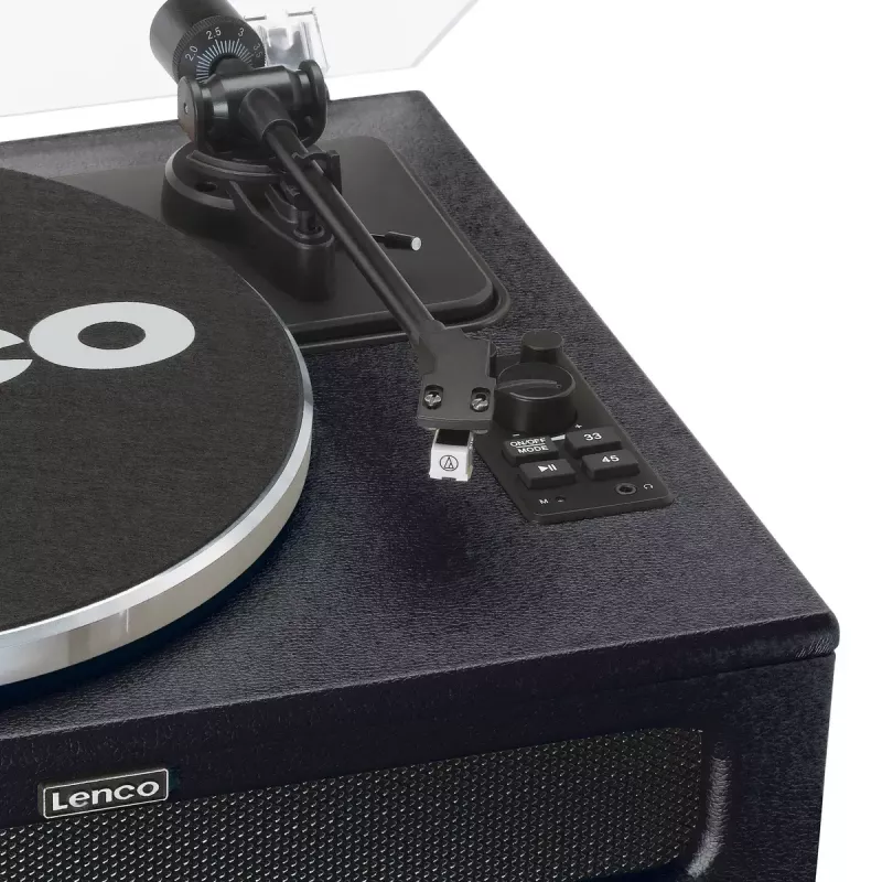 Lenco LS-430BK hihnavetoinen levysoitin, 4 sisäänrakennettua kaiutinta, Bluetooth, 40 W, 33/45 rpm, musta