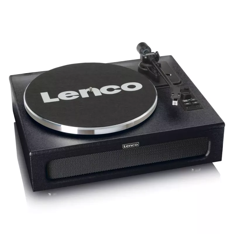 Lenco LS-430BK hihnavetoinen levysoitin, 4 sisäänrakennettua kaiutinta, Bluetooth, 40 W, 33/45 rpm, musta