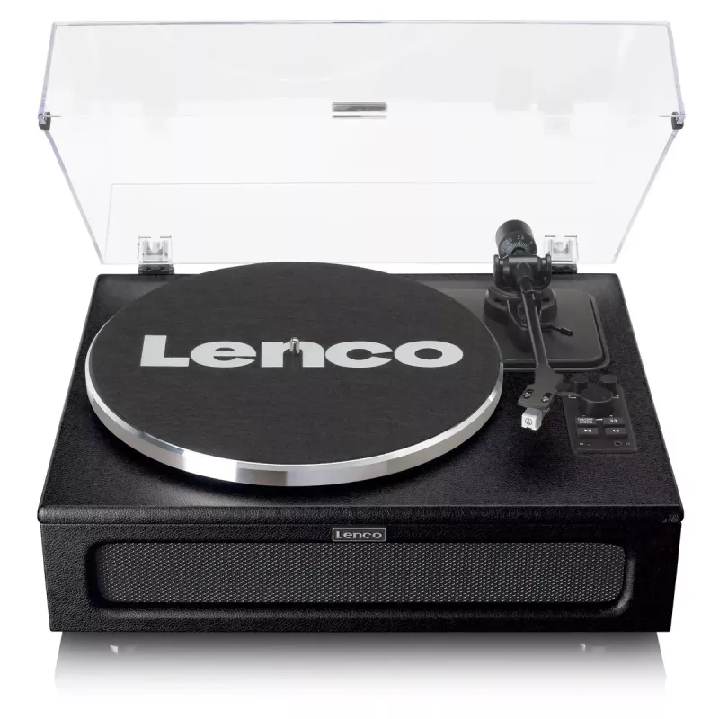 Lenco LS-430BK hihnavetoinen levysoitin, 4 sisäänrakennettua kaiutinta, Bluetooth, 40 W, 33/45 rpm, musta