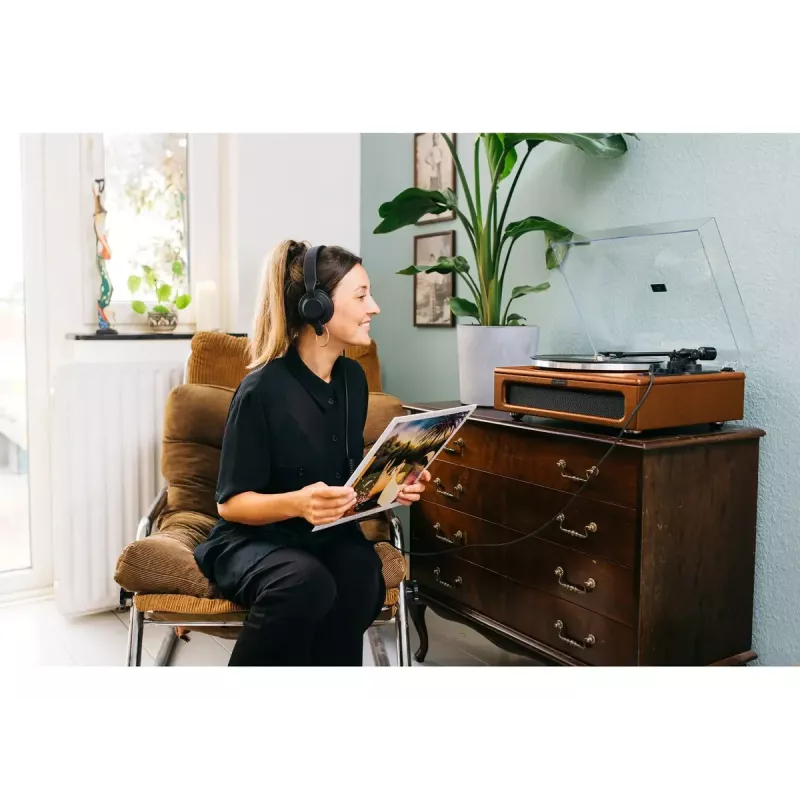 Hihnavetoinen audio-levysoitin Lenco LS-430BN ruskea manuaalinen 3-4 g neulapaino