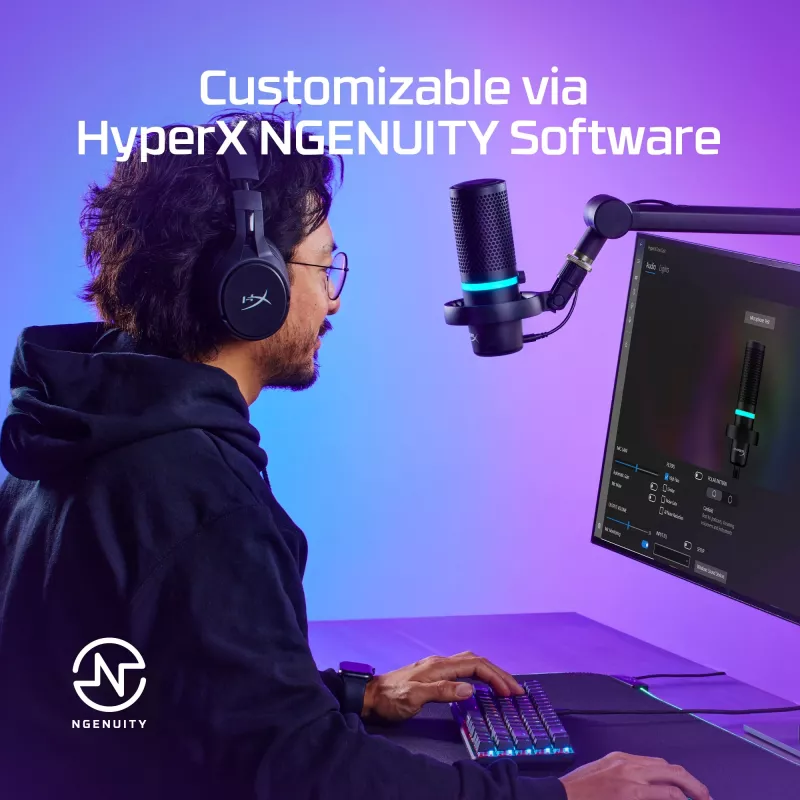 HyperX DuoCast - USB-mikrofoni (musta) - RGB-valaistus