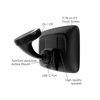 Käsikäyttöinen GPS-navigaattori TOMTOM GO 7 tuuman kosketusnäytöllä, 32 GB, Euroopan kartat, musta
