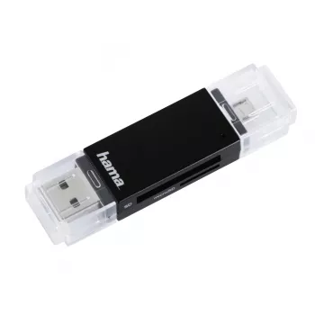 Hama Basic USB 2.0 OTG -kortinlukija, SD/microSD, musta