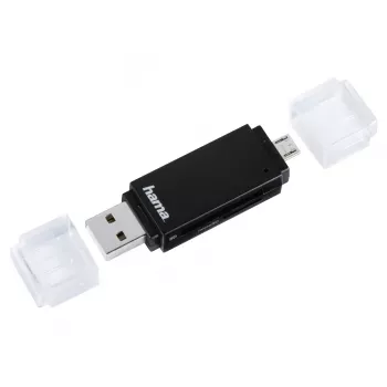 Hama Basic USB 2.0 OTG -kortinlukija, SD/microSD, musta