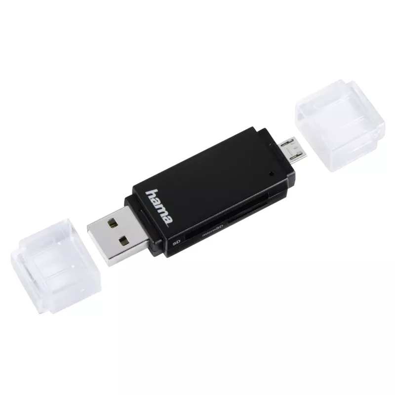 Hama Basic USB 2.0 OTG -kortinlukija, SD/microSD, musta