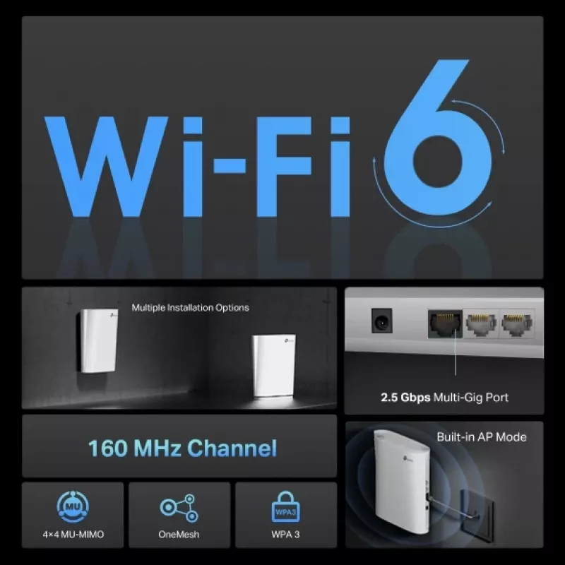 TP-Link AX6000 Mesh Wi-Fi 6 valkoinen 1000, 2500 Mbit/s