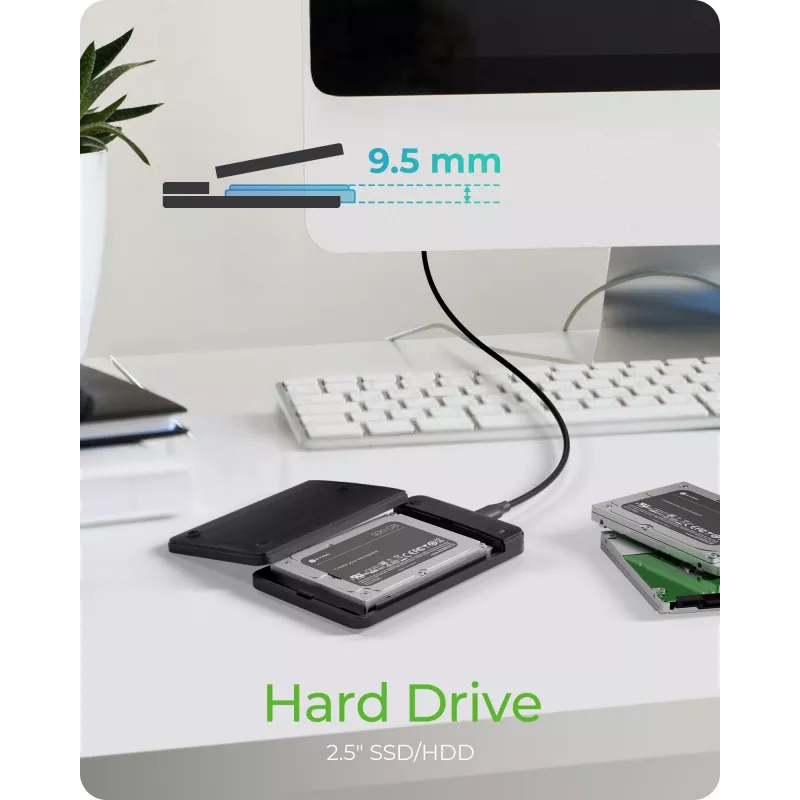 ICY BOX IB-201T-CU31 SSD-kotelo musta 2,5 tuumaa