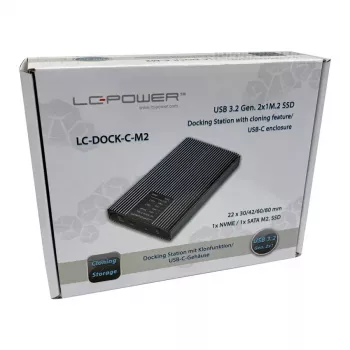 SSD-kotelo LC-Power LC-DOCK-C-M2 2 M.2-asemaa 10 Gbit/s antrasiitti