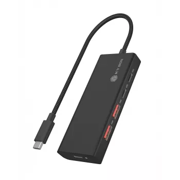 ICY BOX IB-HUB1436-CPD johdollinen USB 3.2 Gen 2 (3.1 Gen 2) Type-A musta