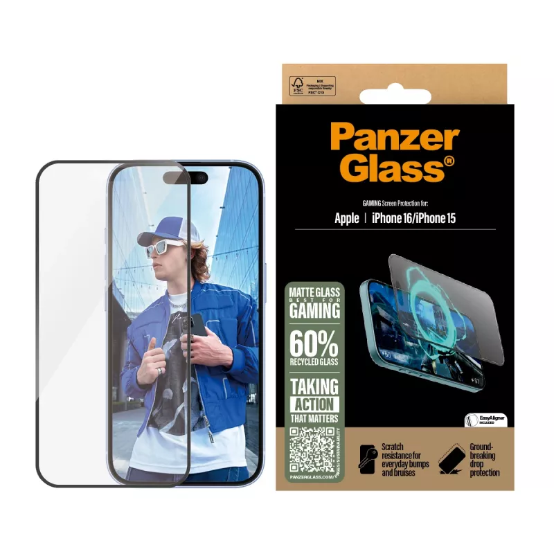 PanzerGlass ® Gaming-näytönsuojus iPhone 16 | 15 | Ultra-Wide Fit