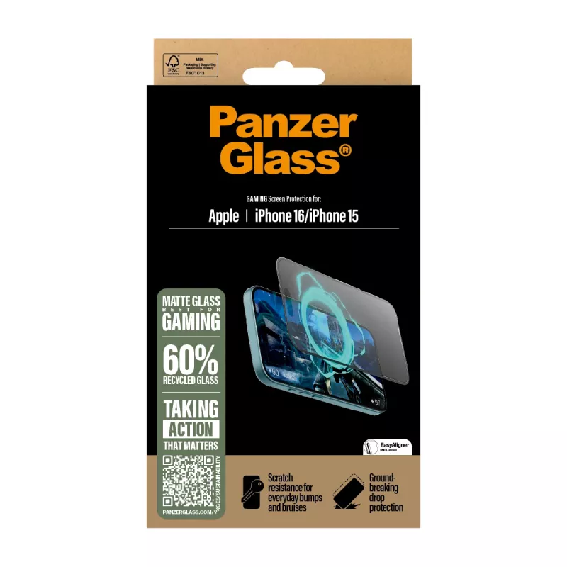 PanzerGlass ® Gaming-näytönsuojus iPhone 16 | 15 | Ultra-Wide Fit