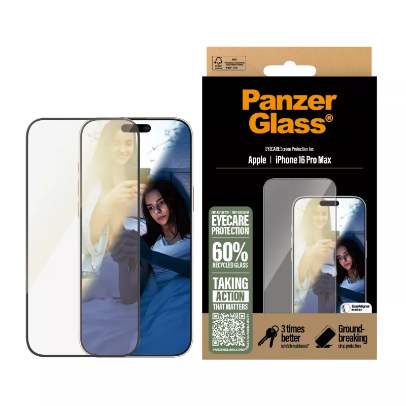PanzerGlass ® EyeCARE™ näytönsuojakalvo iPhone 16 Pro Max | Ultra-Wide Fit