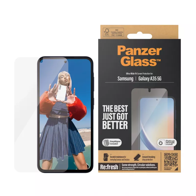PanzerGlass® näytönsuojus Samsung Galaxy A35 5G | Ultra-Wide Fit EasyAlignerilla