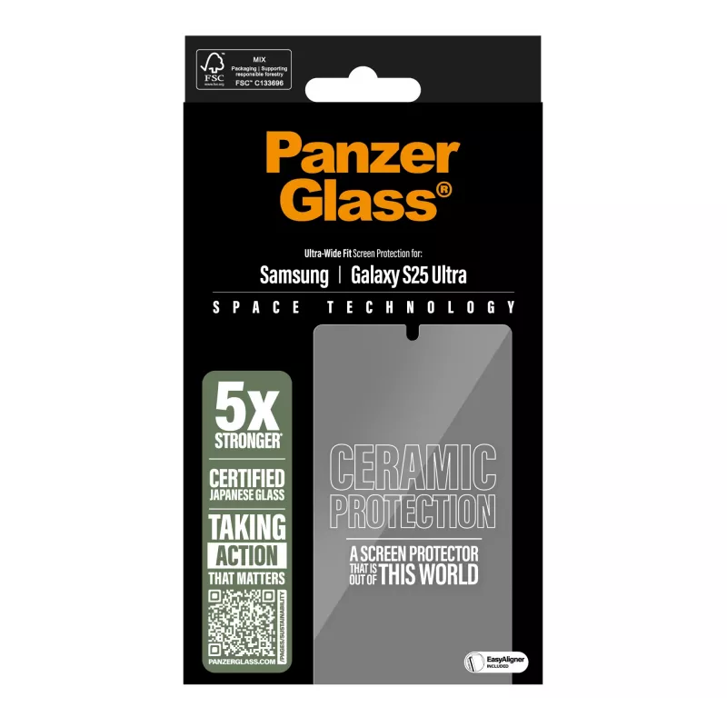 PanzerGlass ® Ceramic-näytönsuojus Samsung Galaxy S25 Ultra | Ultra-Wide Fit EasyAlignerilla