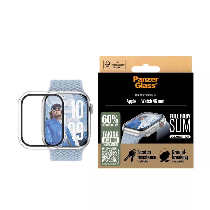 PanzerGlass ® kotelo Full Body ohut läpinäkyvä Apple Watch Series 11 | 10 | 46mm