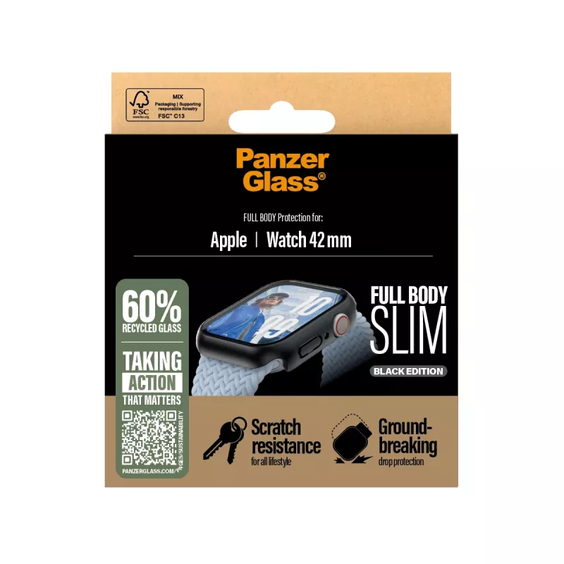 Näytönsuojus PanzerGlass Snappie Full Body ohut musta Apple Watch Series 10 42mm