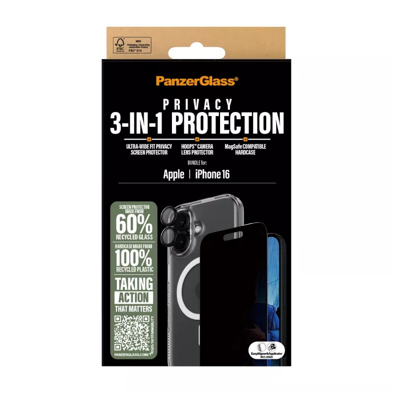 PanzerGlass 3-in-1 Privacy-suojapaketti iPhone '24 6.1