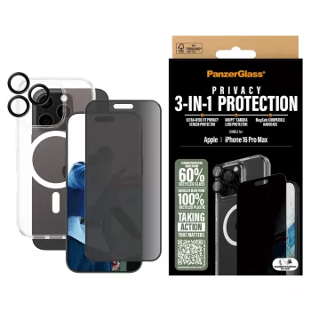 PanzerGlass ® 3-in-1-tietosuojapaketti iPhone 16 Pro Max