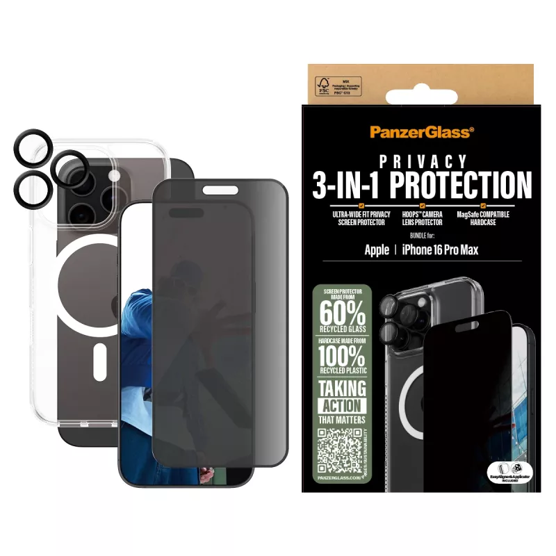 PanzerGlass ® 3-in-1-tietosuojapaketti iPhone 16 Pro Max