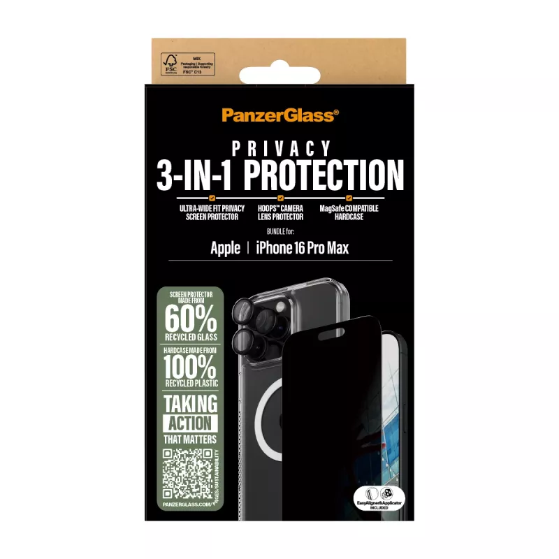 PanzerGlass ® 3-in-1-tietosuojapaketti iPhone 16 Pro Max