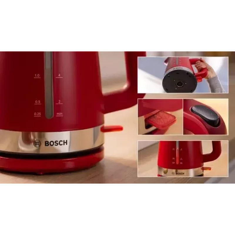 Bosch TWK4M224 sähköinen vedenkeitin 1,7 L 2400 W punainen