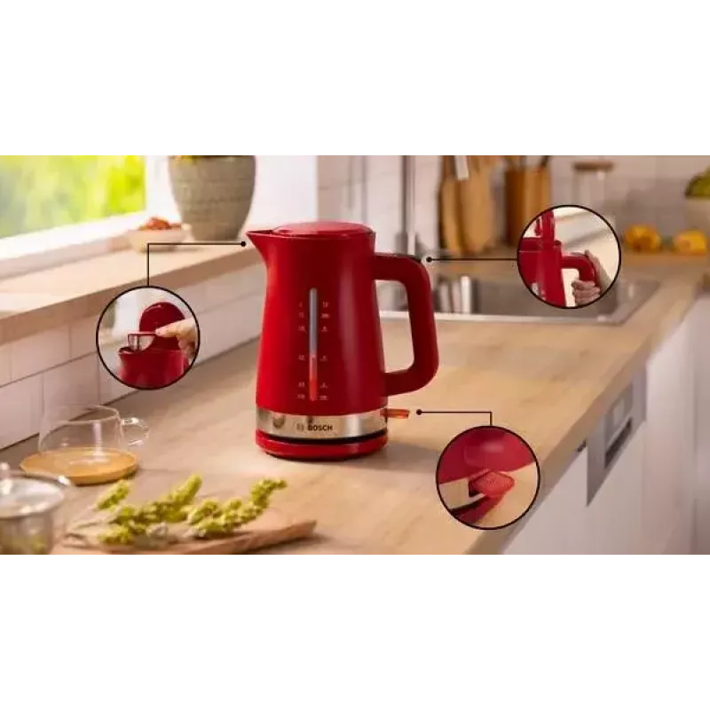 Bosch TWK4M224 sähköinen vedenkeitin 1,7 L 2400 W punainen