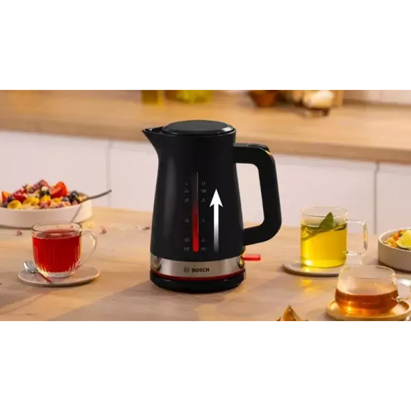 Vedenkeitin Bosch TWK4M223 1,7 l, 2400 W, musta, johdoton, piilotettu lämpövastus