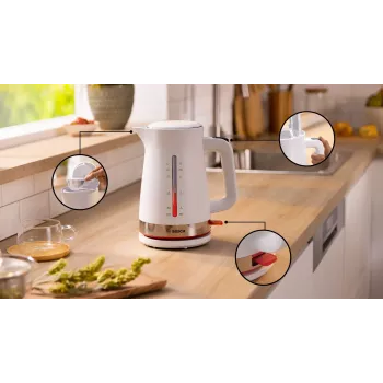 Bosch TWK4M221 sähköinen vedenkeitin 1,7 L 2400 W valkoinen
