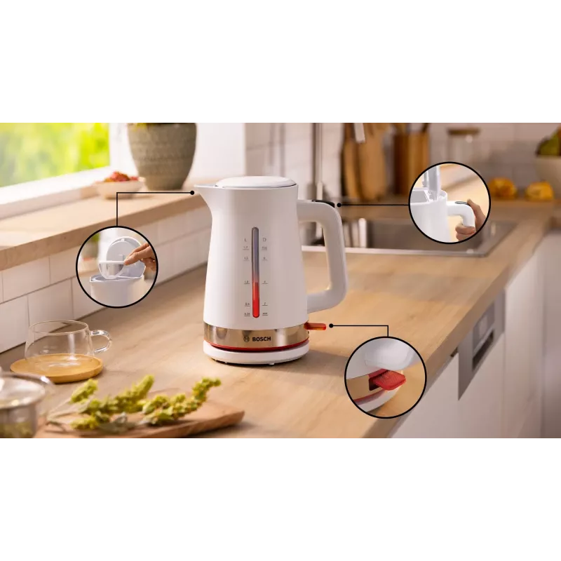 Bosch TWK4M221 sähköinen vedenkeitin 1,7 L 2400 W valkoinen